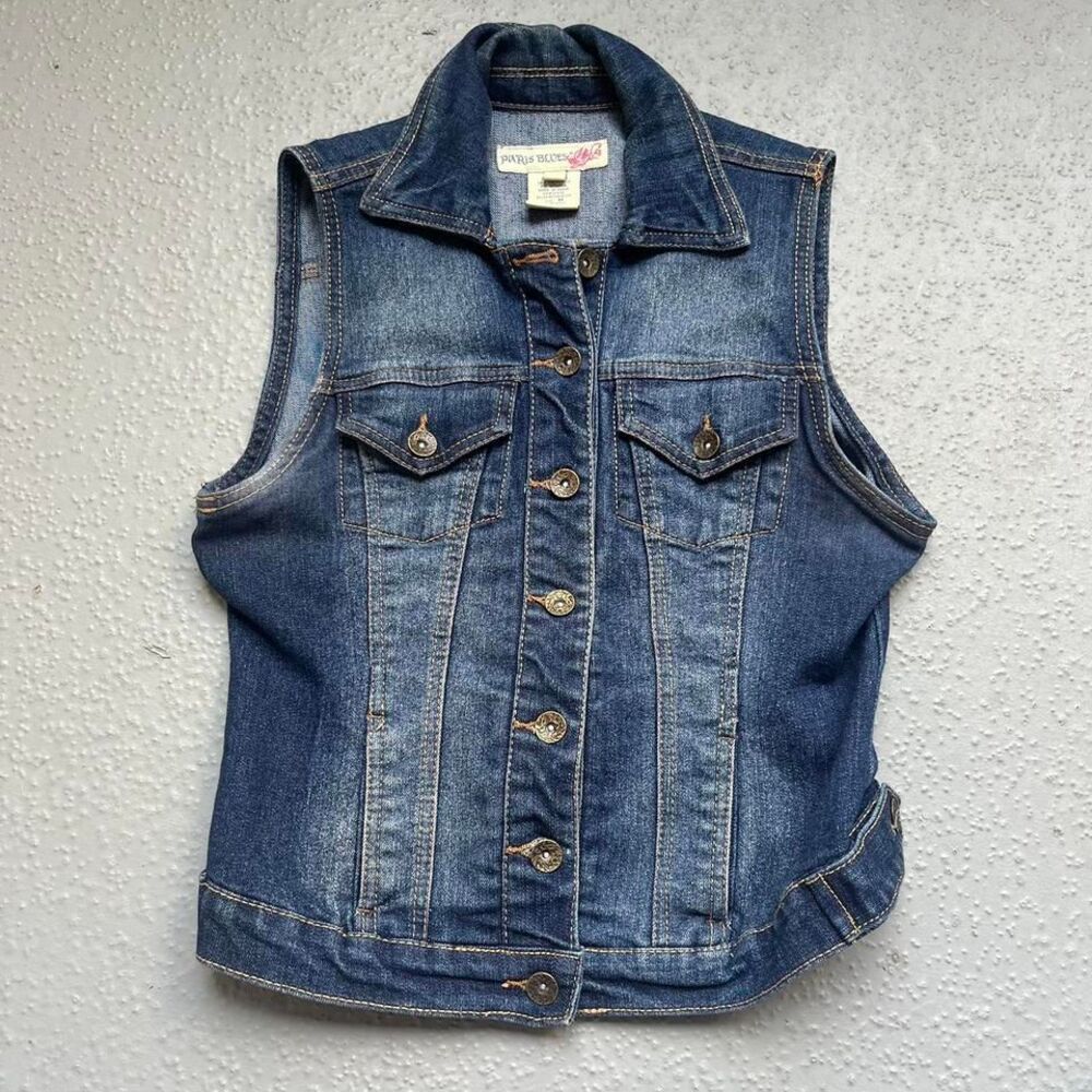 Y2K Vintage Button Up Denim‎ Vest Jean Vest - Picture 2 of 8